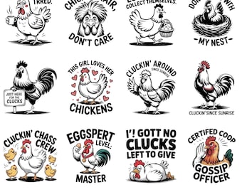 100 Funny Chicken SVG Bundle | Crazy Chicken Cut Files for Cricut | Hen & Chick Farm SVG for Shirts | Commercial Use Digital Download