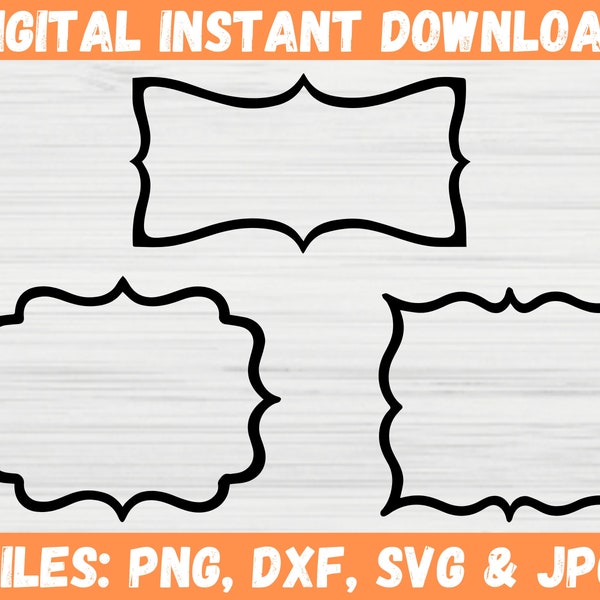 Monogram Frame SVG, Digital Scalloped Frame, Rectangular Frame Design, Sublimation Clipart Cut File, Cricut File for Svg, Png, Dxf, Jpg