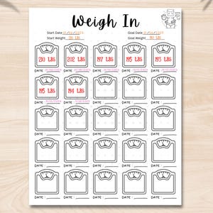 Minimalist Weight Loss Tracker, Printable Undated Fitness Journal, Insert Aesthetic Planner ...