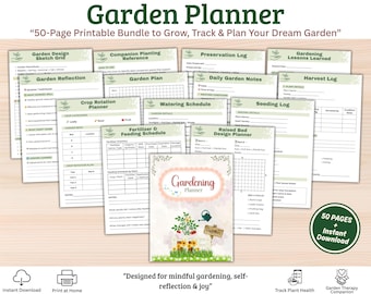 Gardening Planner Printable | Garden Journal & Organizer | Plant Care Logbook (Digital Download)