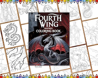 Fourth wing inspired coloring pages, Fantasy Dragon Coloring Pages, Fourth Wing Inspired Digital Coloring Book, Adult and Kids Coloring Book