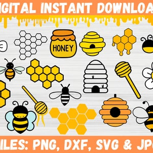 Honey Bee SVG Bundle, Bee Clipart, Queen bee svg bundle, Honeycomb Queen Bee Clipart, Save the Bees, Bee Svg Bundle, Bee Png Bundle