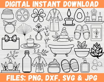 Spa Day SVG, Self Care Svg bundle, Skin Care SVG, Girls Spa Trip svg, Beauty svg, massage svg, Relaxing Day Doodles, Spa Hand Drawn Line Art