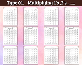 Multiplying Practice Worksheets, Numbers 1-12, Math Drill Sheets for 1st-4th Grade, 0-12 Times Table, Math Worksheets, Multiplication Table.