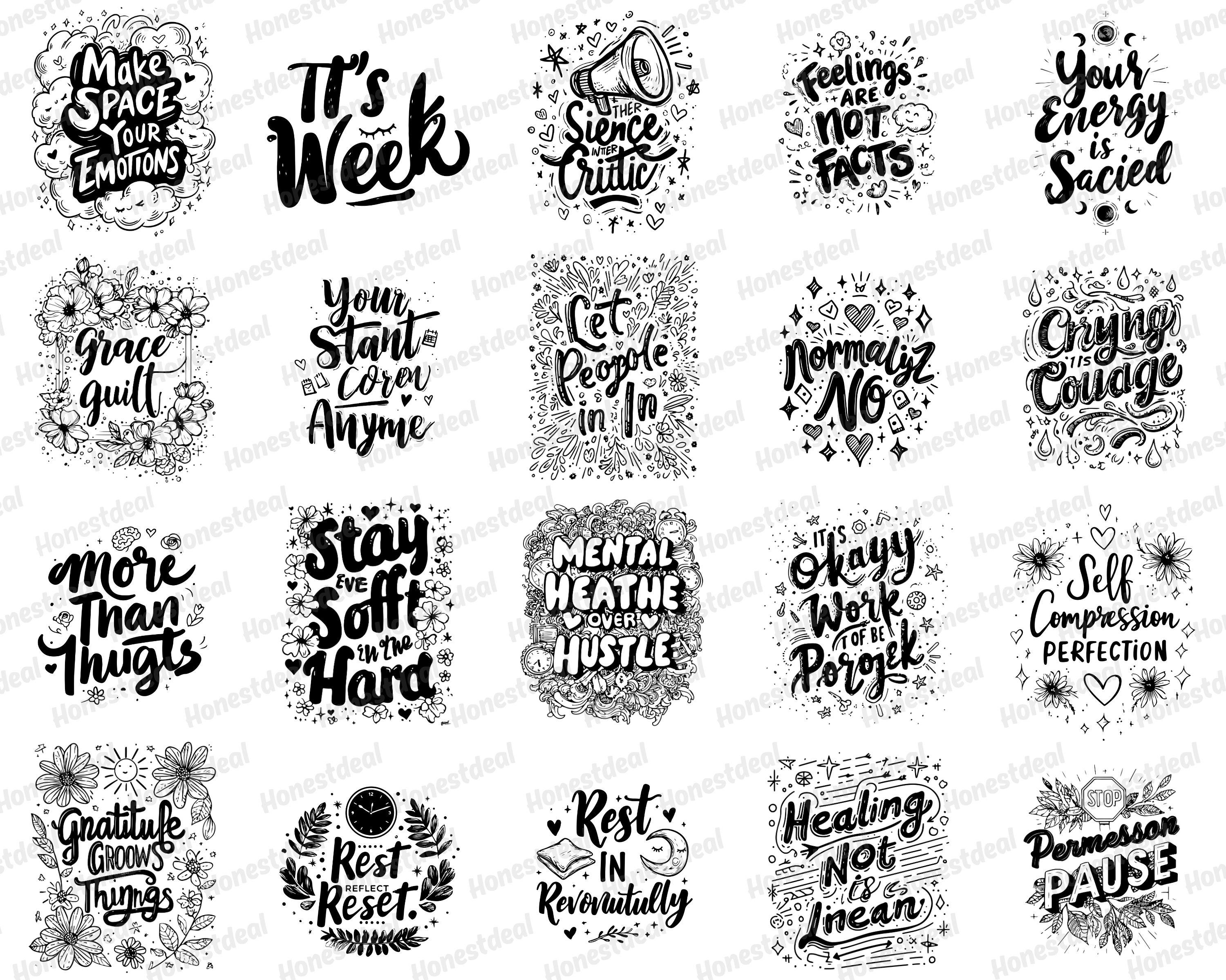 Mental Health SVG Bundle | Inspirational Quotes & Self Love Cut Files ...