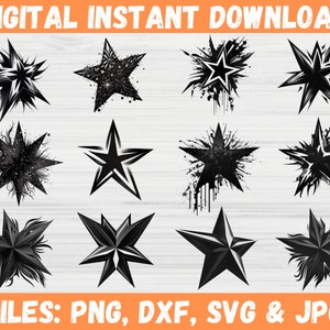 Sparkle Star SVG Bundle, Star Sparkling Cricut Files for SVG, Star SVG, Glittering Clipart Overlay Sparkle Instant Download, Star Svg.