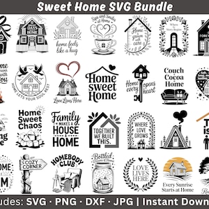Home Sweet Home SVG Bundle, Home Sweet Home SVG - PNG Design, Home Sweet Home Cricut Cutfile Bundle, Sweet House Instant Download
