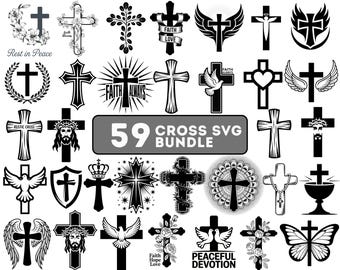 Cross Svg Bundle Cut File, Christian Cross Svg, Jesus Svg, Celtic and Nail Cross Designs, Layered Cross Svg File for Silhouette, Memorial