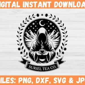 Suriel Tea Co Graphic svg, Velaris Night Court,  Acotar Tea Png Clipart, SJM Png Sarah J Maas Merch, Suriel Tea Png, Fantasy Readers Gift