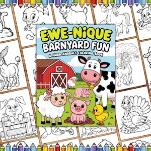Farm Animals Coloring Pages, Kids Farm Coloring Pages, Farm Activity Sheet, Animals Coloring Pages for Adult & Kids, Animal Coloring Book
