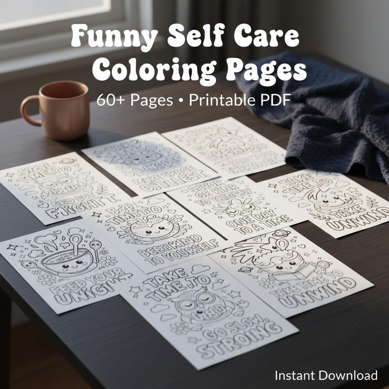 Funny Self Care Coloring Pages, Humorous Adult Coloring Book PDF for ...