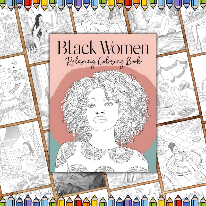 Coloring Pages Africa Woman Etsy UK