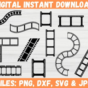 Film Strip SVG Bundle, film strip svg clipart, Cinema SVG, Split Cinema, film stripe photo digital, Film Strip Clipart, Film Strip Silhouett