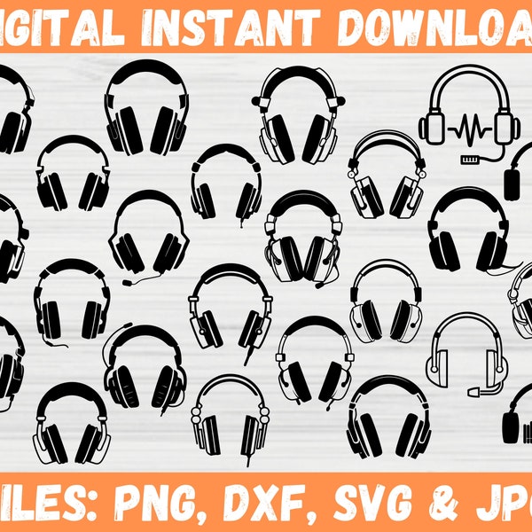 Gaming Headset SVG Bundle DJ Music Earphone Gamer Headphone Clipart Video Games Silhouette Cricut Cut File Commercial Use Instant Download