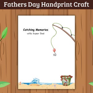 Tarjeta con huella de mano para el Día del Padre, Arte con huella de pez, Huella de mano para preescolar, Recuerdo para niños pequeños, Regalo para el Día del Padre de los niños, Actividad para el mejor papá del mundo