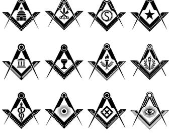 Masonic SVG Bundle, 12 Freemason Cut Files for Cricut Silhouette, Square Compass T-Shirt Designs