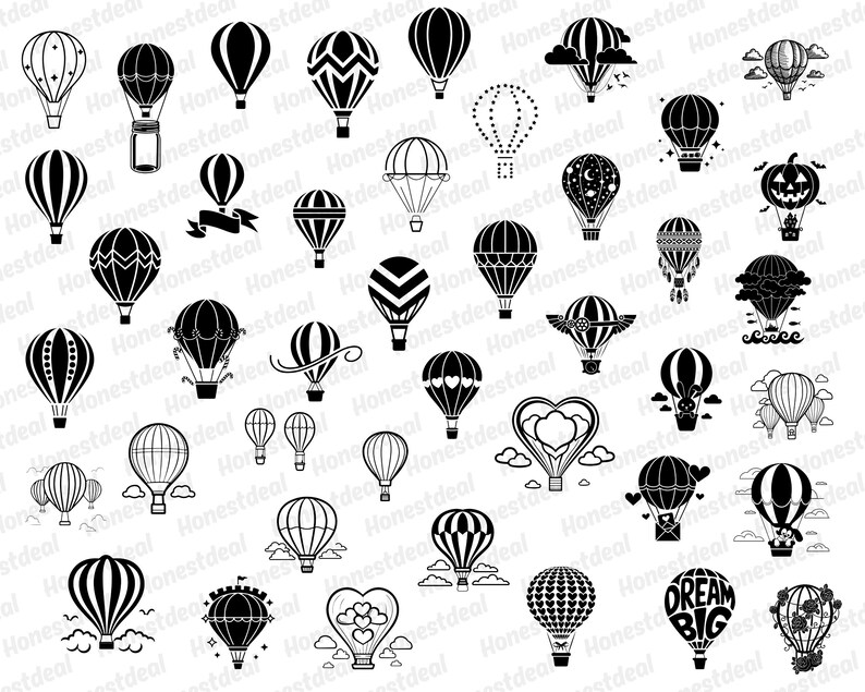 Hot Air Balloon SVG Bundle, PNG Clipart & Cut Files for Cricut ...