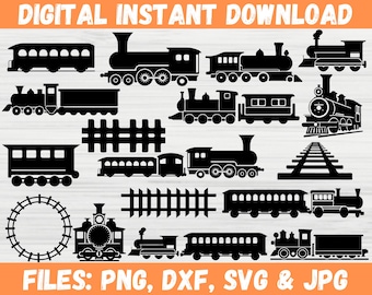 Vintage Train SVG Bundle, Steam Locomotive Cut Files, Railroad SVG PNG, Train Tracks Cricut Shirt Design