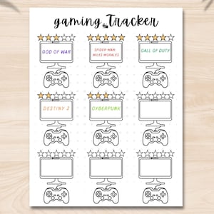 Video Gaming Tracker, Gamer Log, Gaming Journal Page, Gaming Tracker, Gaming List, Monthly Tracker, Video Gamer Log, Daily Gaming Tracker