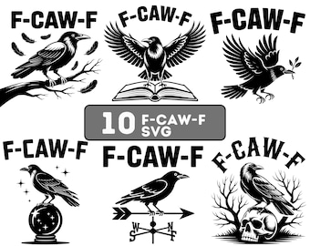 Paquete de 10 diseños divertidos de cuervos góticos para Cricut / Archivo de corte SVG de aves con humor negro para camisetas / Descarga digital