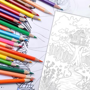 printable enchanted forest coloring book stress relief adult coloring book forest adventure magical forest animals stress free artwork relaxation printable pages