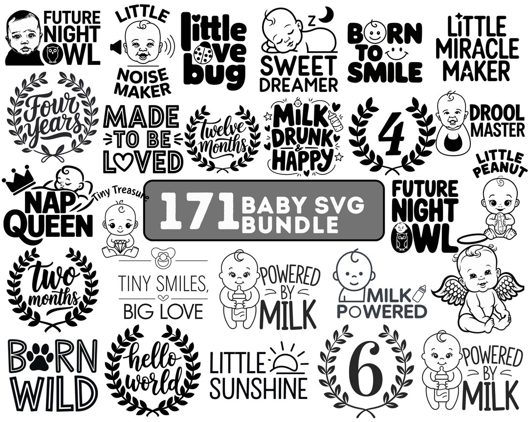 Funny Baby SVG Bundle, Cute Baby Quotes and Onesie Cut Files for Cricut ...