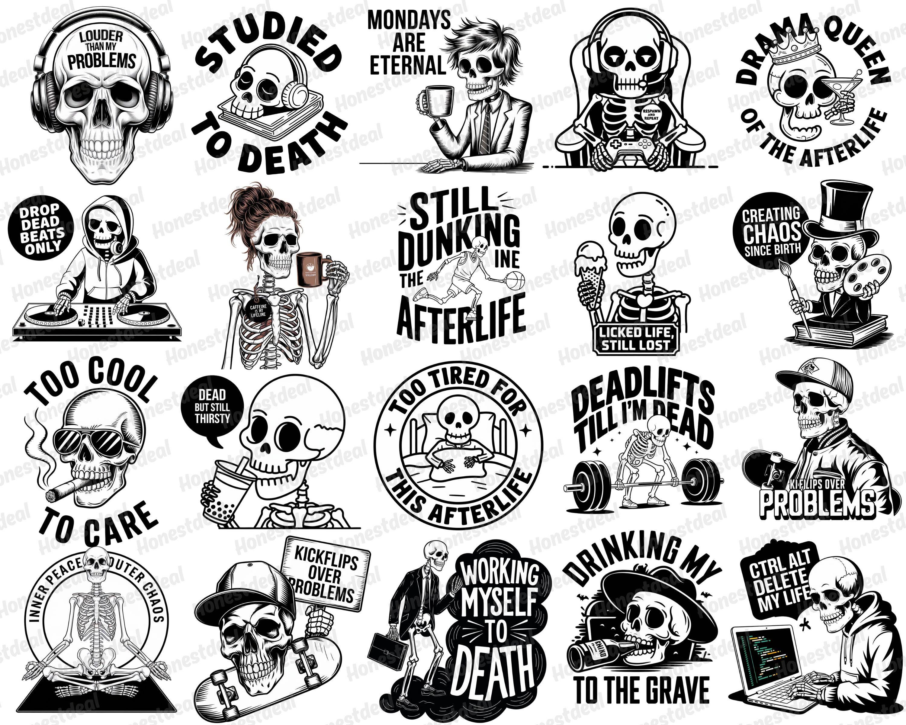 Snarky Skulls SVG Bundle | Sarcastic Skeleton Art | Funny Skull Designs ...