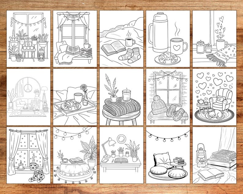 Hygge Place Coloring Book for Adults & Teens | Cozy Digital Pages ...