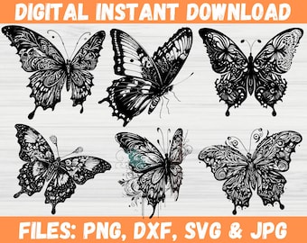 Butterfly SVG Bundle - Layered Butterfly SVG Cut Files - Digital Butterfly Design Files for Cricut - Create Beautiful Butterflies, Png Dxf