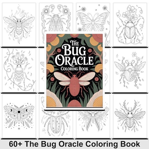 The Bug Oracle Coloring Book 60+ Pages PDF Printable | Insect Coloring Pages for Adults | Fantasy Bug Art Coloring Book | Nature Coloring