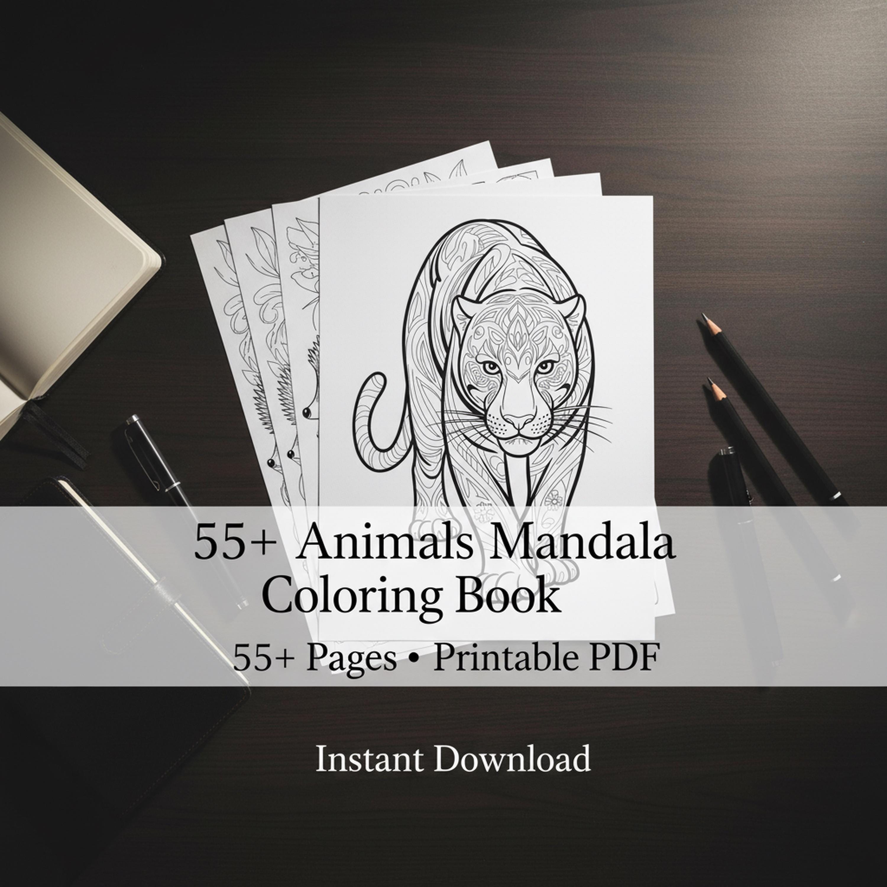 Animal Mandala Coloring Book With 55+ Printable Pages | Adult Coloring ...