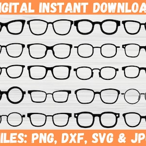 Oogglas SVG-bundel, bril zonnebril clipart overzicht silhouet, lenzenvloeistof lens frame mode bril vector, Cricut gesneden bestanden voor SVG