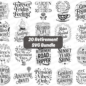 Funny Retirement SVG Bundle Officially Retired T-Shirt Design Digital Download for Cricut Silhouette Retirement Party Decor Commercial Use