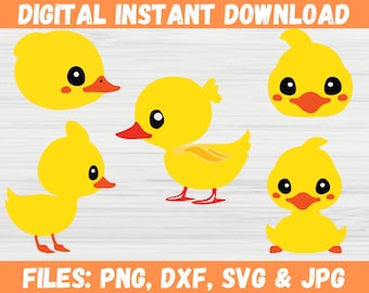 Rubber Duck SVG Bundle for Cricut | Cute Bath Duckling Clipart | Yellow Ducky PNG DXF Jpg | Kids Party Decor and Baby Shower Crafts