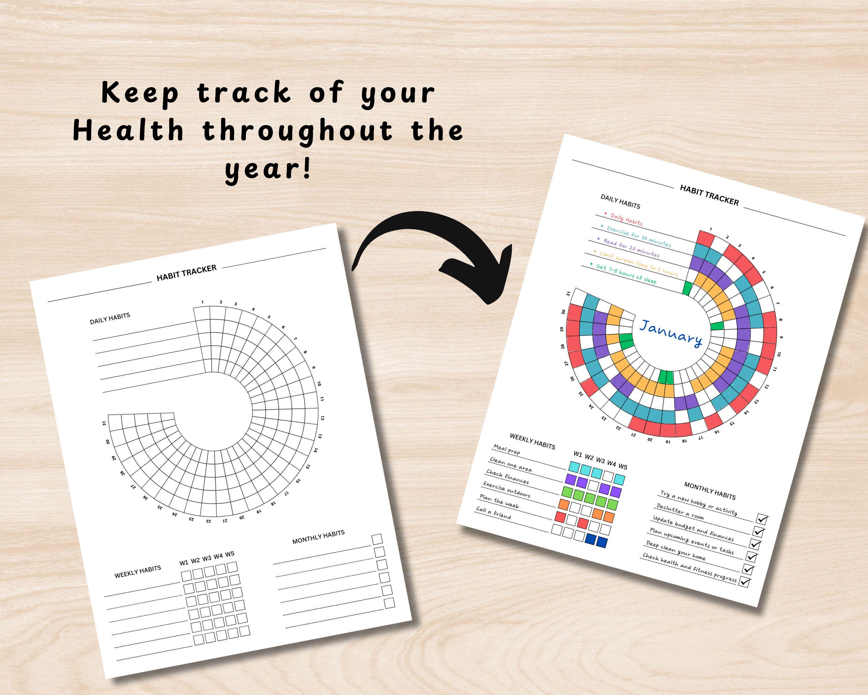 Circle Habit Tracker Printable, Monthly Habit Tracker Challenge ...