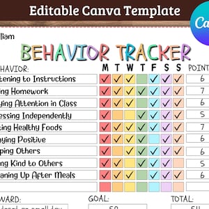 Behavior Reward Chart for Kids, Behavior Tracker for Kids, Good Behavior Chart, Toddler Kid Teen Colorful Chart, Kids Reward Chore Chart