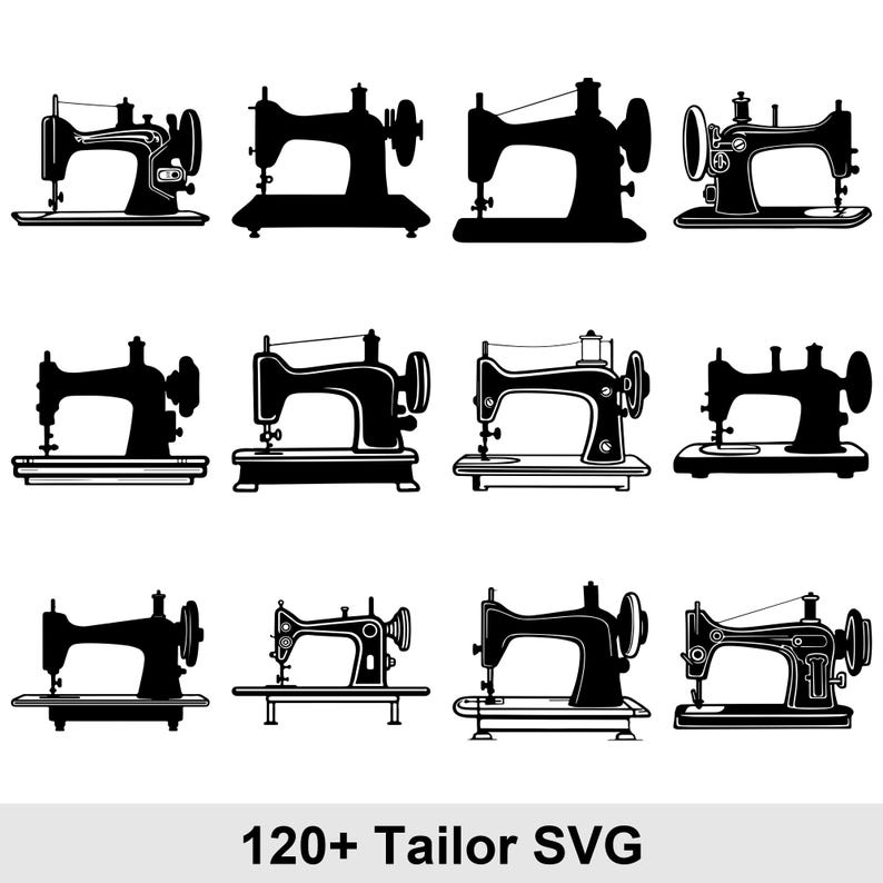 Sewing Machine Dxf Sewing SVG Bundle, Vintage Sewing Machine Clipart, Tailor Tools ...
