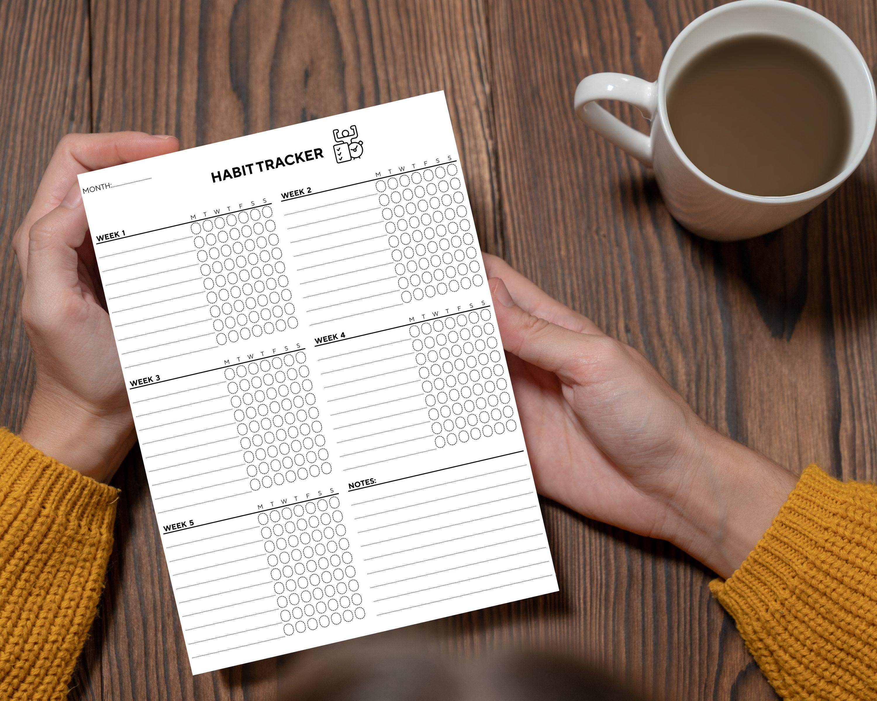Printable Monthly Habit Tracker for Routine & Goals – A4 and Letter ...