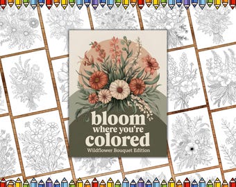 Wildflower Coloring Pages, Floral Coloring Sheets, Kids Coloring Book, Relaxing Flower Line Art, Adults Wildflower Coloring, pretty flowers