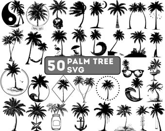 Palm Tree SVG Bundle – Tropical Beach Clipart & Cut Files for Cricut Silhouette – Wedding Decor and Summer Vibes PNG – Instant Download