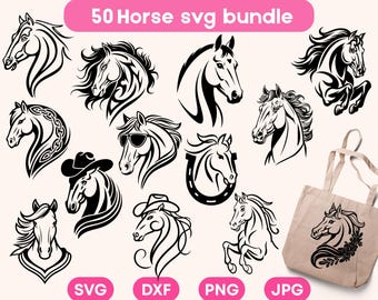 Running Horse SVG Bundle, Wild Horse Silhouette Cricut Files, Equestrian Vector Art, Farmhouse Animal Clip Art for Commercial Use