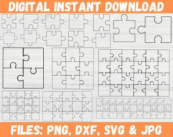 Puzzle SVG Bundle, Jigsaw Pieces Puzzle Clipart, Puzzle Template Pattern Silhouette, Laser Cut Instant Digital Download, Cricut File for Svg