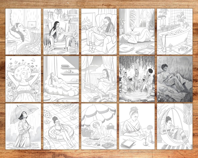 Black Woman in Peaceful Setting
Black Woman Relaxing with Music Coloring Pages
Black Women at Spa Coloring Pages
Black Woman in Relaxing Chair Coloring Pages
Black Women Spa Day Coloring Pages
Black Woman with Book Coloring Pages
Black Woman with Cup of Tea Coloring Pages
Black Woman Resting Coloring Pages