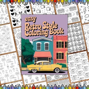 Preppy Coloring Book, Retro Coloring Pages, Groovy Digital Coloring Book, Printable Coloring Pages for Adults and Teens, Commercial Use