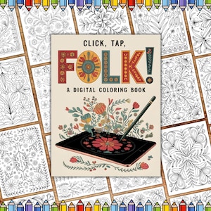 Folk Florals Coloring Book, Coloring Pages For Adults, Boho Quilts Coloring, Coloring Sheets, Coloring Mandala in Folk Style, Scandinavian