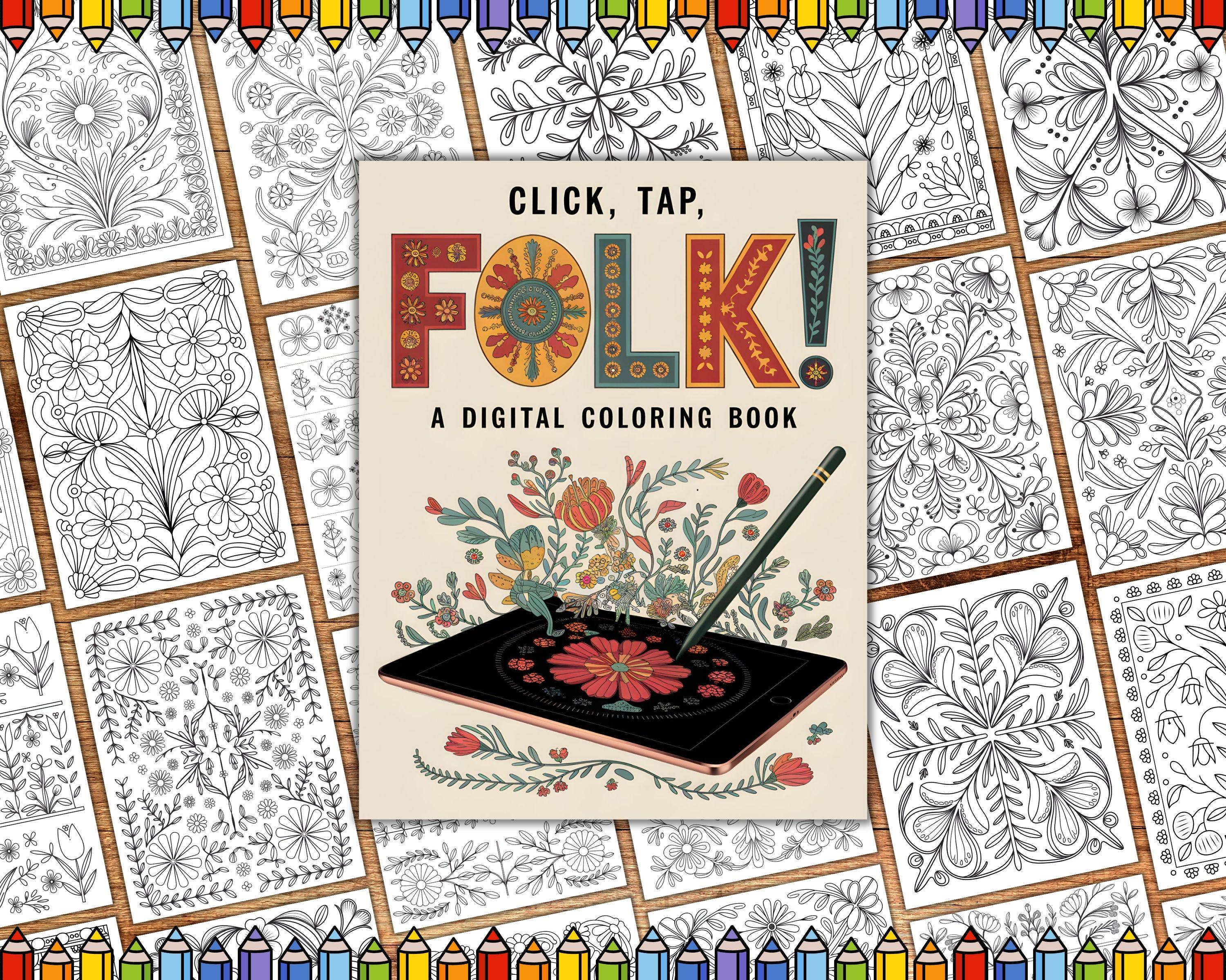 Folk Florals Coloring Book for Adults – Boho Quilts, Scandinavian Folk Art & Floral Mandalas Printable Pages - Image 1