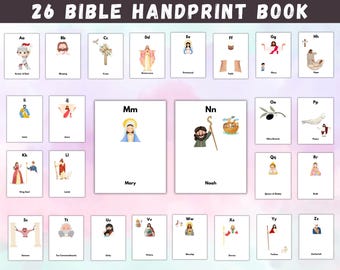 A-Z Bible Handprint Book, Alphabet Handprint Art, Toddler Craft and Sunday School Activity