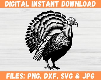 Wild Turkey SVG, Thanksgiving Turkey Clipart, Turkey Hunting Digital Download, Turkey Silhouette for Cricut, Vinyl Cutter, Decal