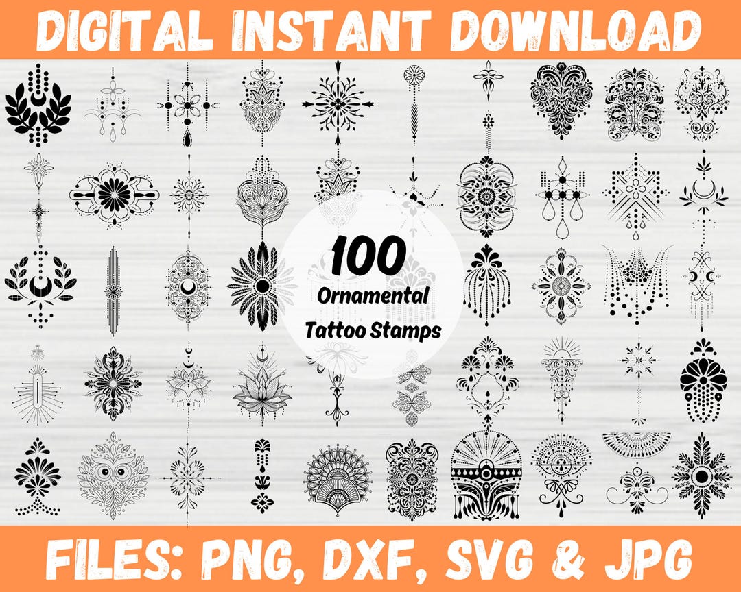 Procreate Ornamental Tattoo Stamps Svg, Flash Tattoo Stencils ...