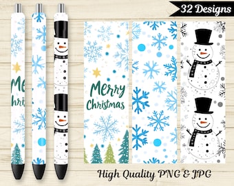 Christmas Pen Wrap Bundle | Candy Gnome Snowflake Pen Wraps | Winter Sublimation PNG | Slim Pen Wrap Designs